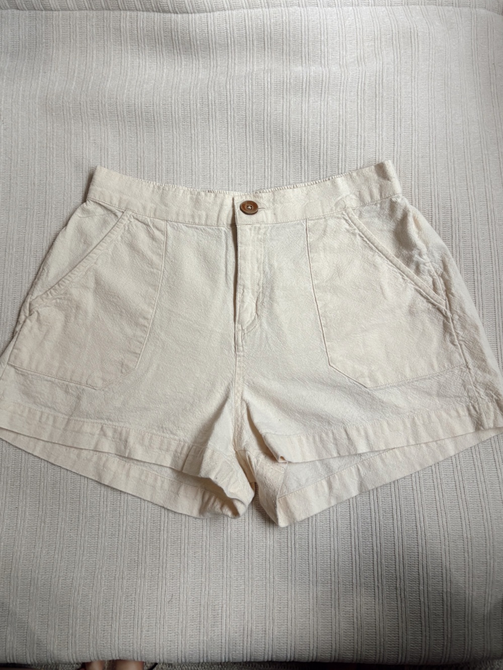 Roxy Women's Cream Linen Cotton Shorts Size M